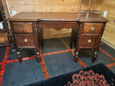 Antique desk and antique mirror, View more