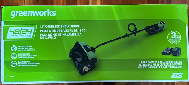 BRAND NEW Greenworks 48V Snow Shovel, Thrower Includes Battery in Outdoor Tools & Storage in Hamilton - Image 8
