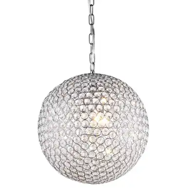 Ceiling + floor + wall (2) lamp set (crystal) Ceiling (15” diameter) Floor ( H=60” & 12” ball diamet...