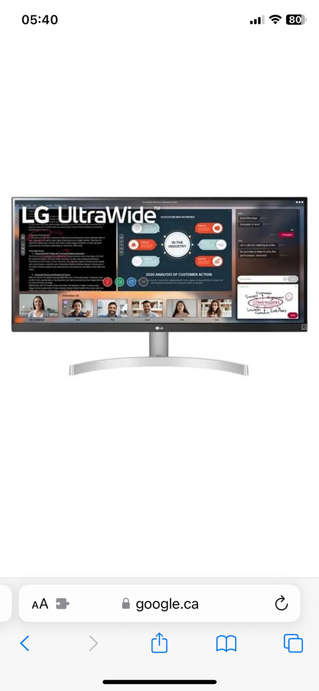 LG 29W600 MONITOR  USED slightly  in Monitors in Laval / North Shore