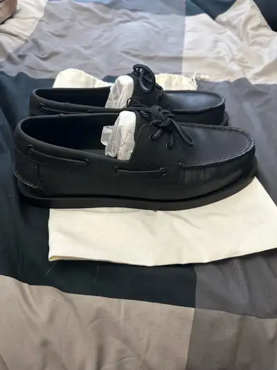 ZARA- Black Leather Deck/ Boat shoes (Size: 10), View more