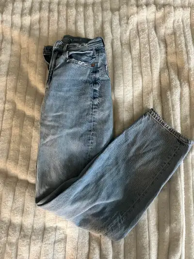Light Denim Straight Jeans High Rise Size 00