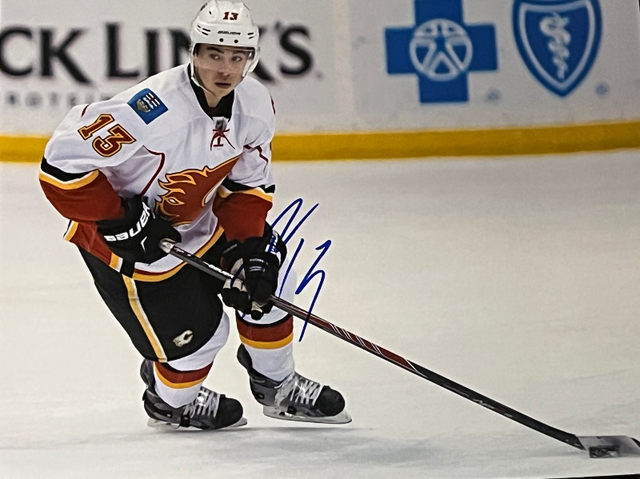 Johnny Gaudreau "Flames Home" auto 8x10 with photo proof in Arts & Collectibles in Markham / York Region - Image 2