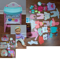 American Girl Bitty Baby with Clothes and High Chair