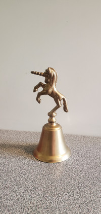 Vintage Solid Brass Bell with Unicorn