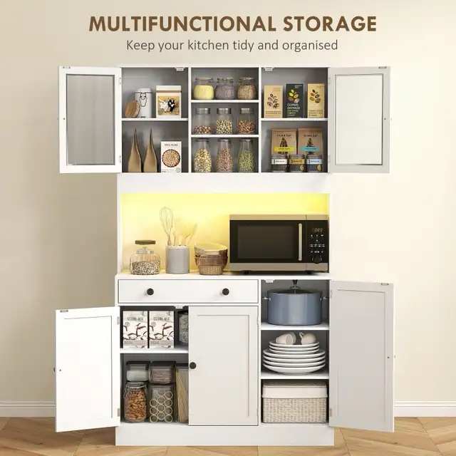 Tall Kitchen Pantry with LED Light, Freestanding Storage Cabinet in Bookcases & Shelving Units in Markham / York Region - Image 6