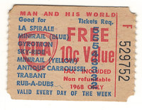 TERRE DES HOMMES  1968  Tickets " GRATIS VALEUR 10¢