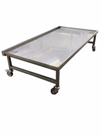 Stainless Steel Hydro Grow Flood Table with Drain Castors Brakes