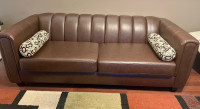 Full real leather brown couch set *like new