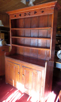 Antique Primitive Pine Open Dish Dresser in Good Condition