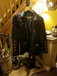 mens extra large leather with frindge motorcycle jacket