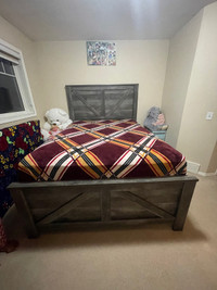 Queen size bed frame , box spring and mattress available 