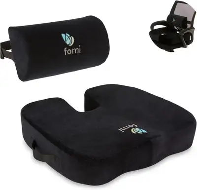FOMI Extra Thick Coccyx Seat Cushion and Back Support Combo, View more