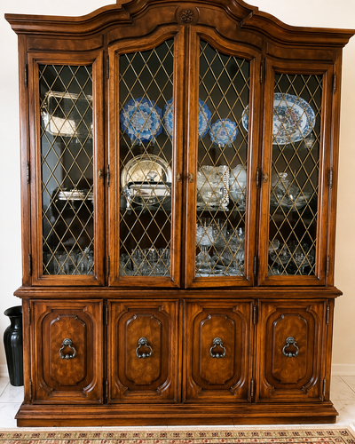 Antique-Style Wood China Cabinet with Glass Display Doors, View more