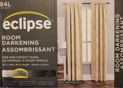 Eclipse Room Darkening Curtain Panel, Zana Birch (40" x 84") NEW, View more