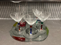 Martini Set -Pitcher, 4 Glasses and Tray