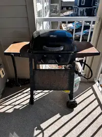 Small 2 burner basic barbecue with propane tank