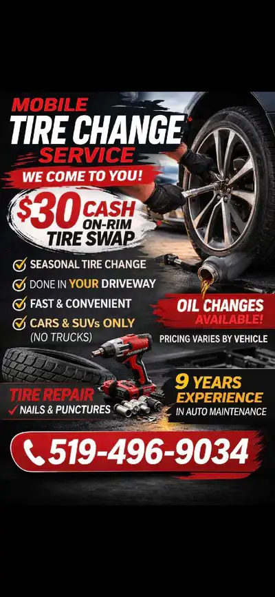 ⚠️NEED TO PUT ON YOUR SUMMER TIRES?without the hassle of going to a shop? ⚠️ ⭐️⭐️Only $30 CASH⭐️⭐️ (...