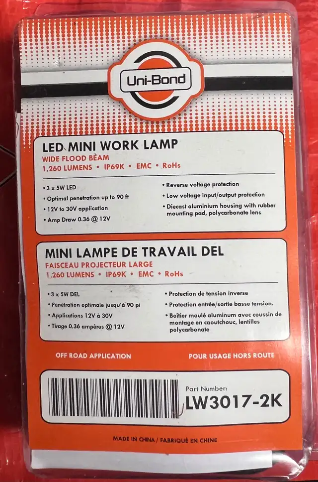 Uni-Bond LED Mini Work Lamp Only $50 in Indoor Lighting & Fans in Ottawa - Image 3