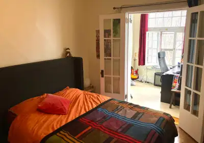 Nice large room for rent in a 3-bedroom apartment, available June 1, 2026; the room itself includes...