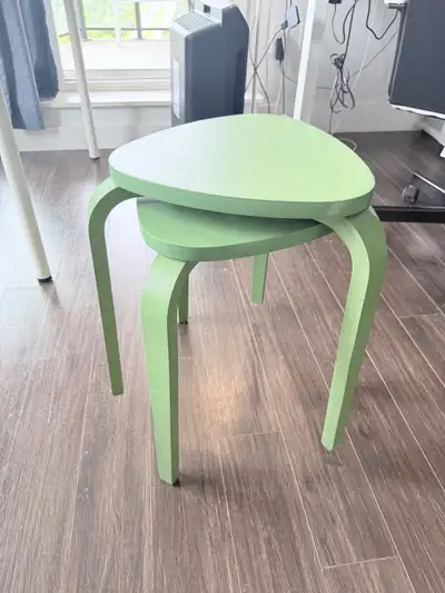  2 green nesting stools, View more