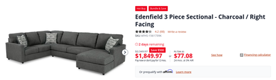 Edenfield 3 Piece Sectional - Charcoal / Right Facing, View more