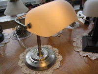 BANKERS LAMP with WHITE GLASS SHADE, A - 1!  416-483-1730
