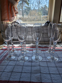CHAMPAGNE FLUTES YEAR 2000 ON STEMS-(8 FOR $90.)