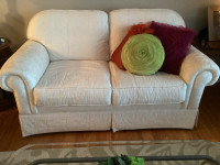 Love Seat, Two Chairs, coffe table, end table, carpet, 5 pillows