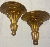  Vintage Italian Florentine gilt wall scone’s shelf carved woode