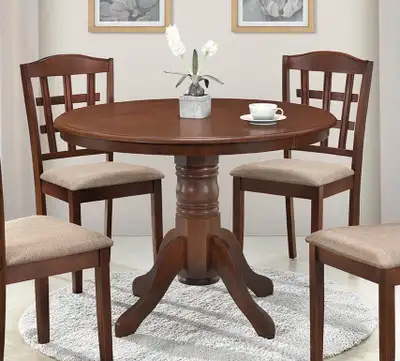  Brand New Malaysian Wood Round Dining Table – New in Box, View more