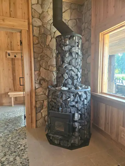 Custom made wood stoves Fire box size recommendations For Small Saunas: 12x14.5x16 or 18 with top ro...