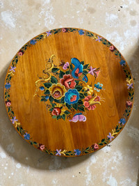 Lazy Susan hand painted on Cherry Wood. 