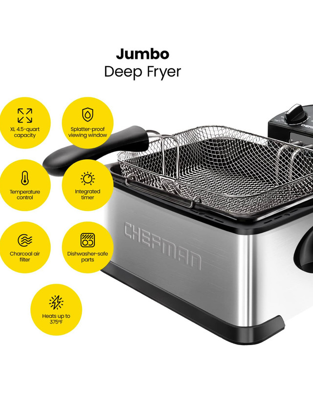 Brand new Chefman deep fryer in durable stainless steel. in Other in Strathcona County - Image 4