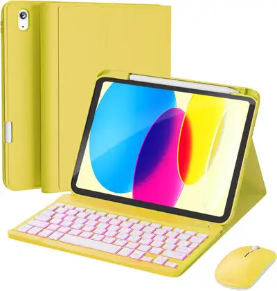 Yellow iPad 11" Case w/ Backlit Keyboard & Mouse, View more