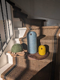 Adorable Turtle and Bird cat scratching posts 