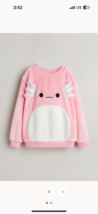 New with tags H&M squishmallow pullover size 8-10 kids axolotl 