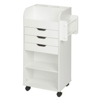 New Wooden Rolling White Craft Storage Cart  - Unassembled