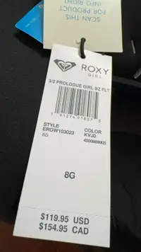 Roxy girl wet suit (brand new)