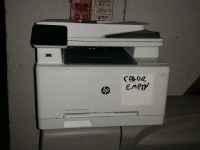 HP Color LaserJet M277dw All-In-One Laser Printer Copy Scan prints perfectly color toners are empty...