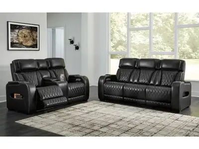 Brand New Dual power recliner Sofa loveseat - Black In Big SALE, View more
