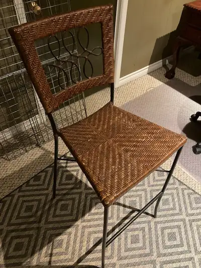 one steel and wicker bar stool. 30" seat height. asking 30.