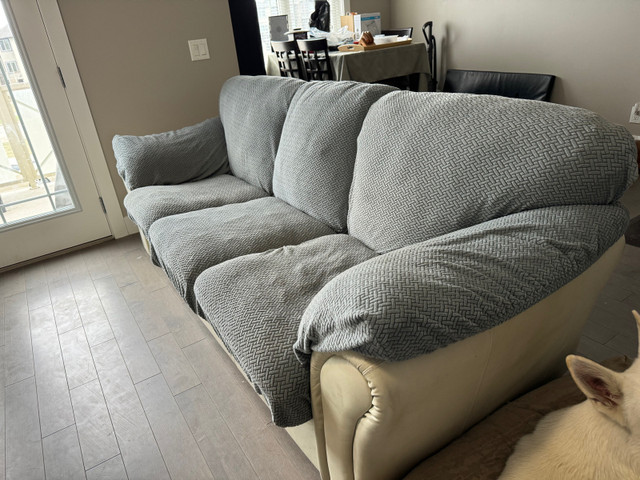 White learher sofa set in Couches & Futons in Red Deer - Image 3