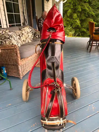 60’s vintage 7 club set with bag and pull cart, balls, tees, etc. Played only once ( 9 holes) $400.0...