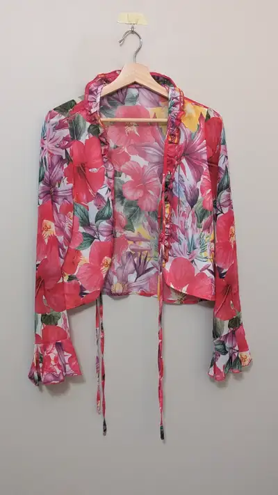REDUCED** Women's Clothing: Floral Print Ruffle Trim Blouse, View more
