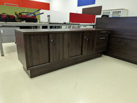 Columbia walnut Low Sliding Door Cabinet with Built-in Drawers
