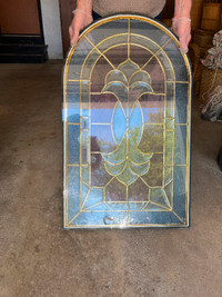 Stained glass - pink and blue with white flower