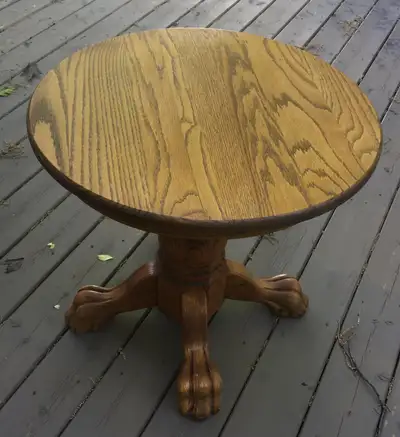 24" Oak Table with Claw Feet, View more