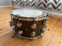 Black Nickel over Brass DW Snare 8x14 with Protection Racket