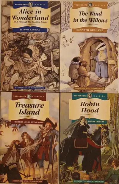 4  Wordsworth Classics Books Alice Wonderland, Treasure Island, View more
